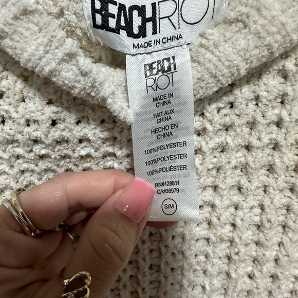 Anthropologie Beach Riot Callie Cream Waffle Knit Sweater Size S/M - Picture 5 of 5